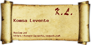 Komsa Levente névjegykártya